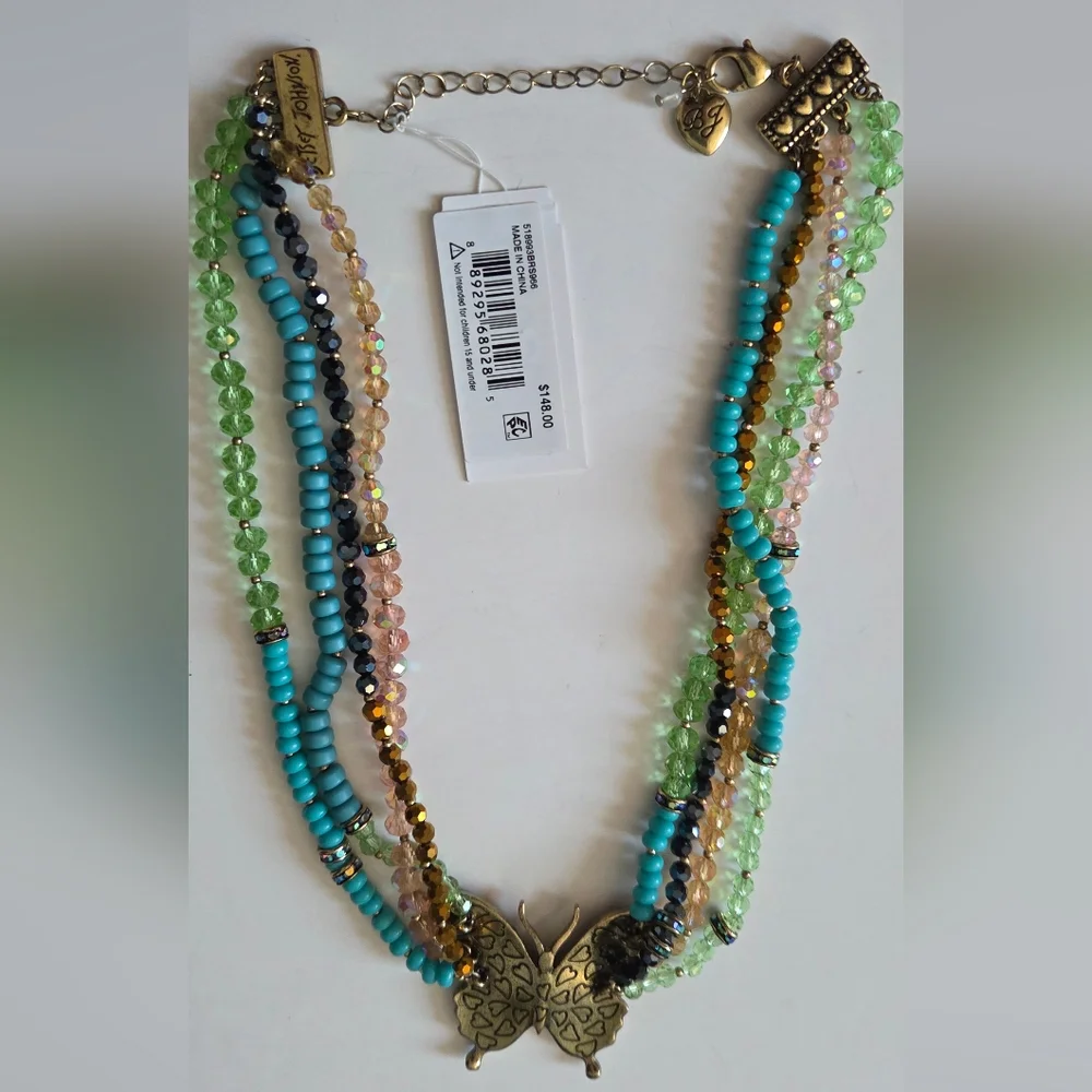 Betsey Johnson Colorful Butterfly Necklace NWT - Picture 9 of 15